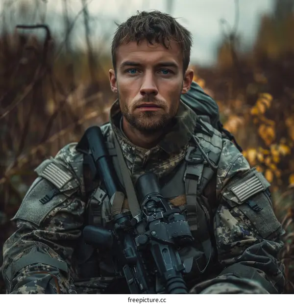 Soldier in the woods