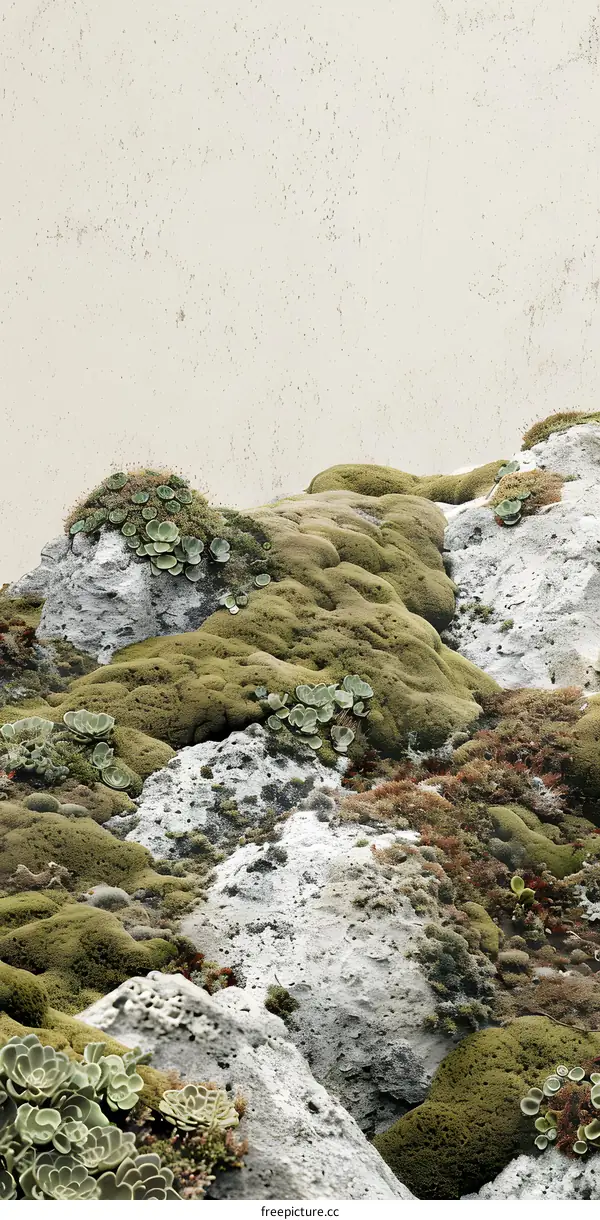 Green Moss and Rocks on a Mountain