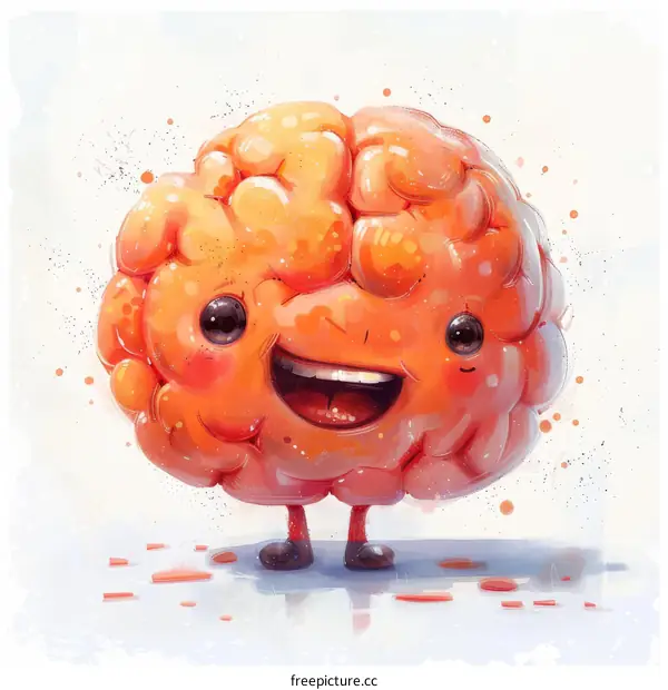 Happy Cartoon Brain Character