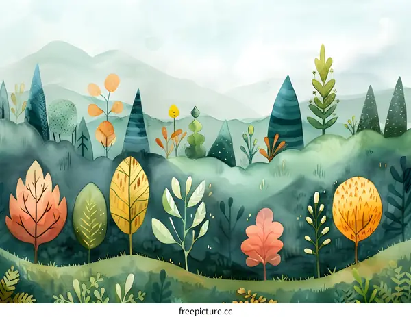 Colorful Trees and Mountains