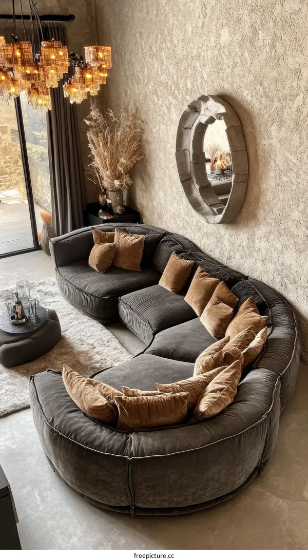 Modern Grey Sectional Sofa in a Stylish Living Room