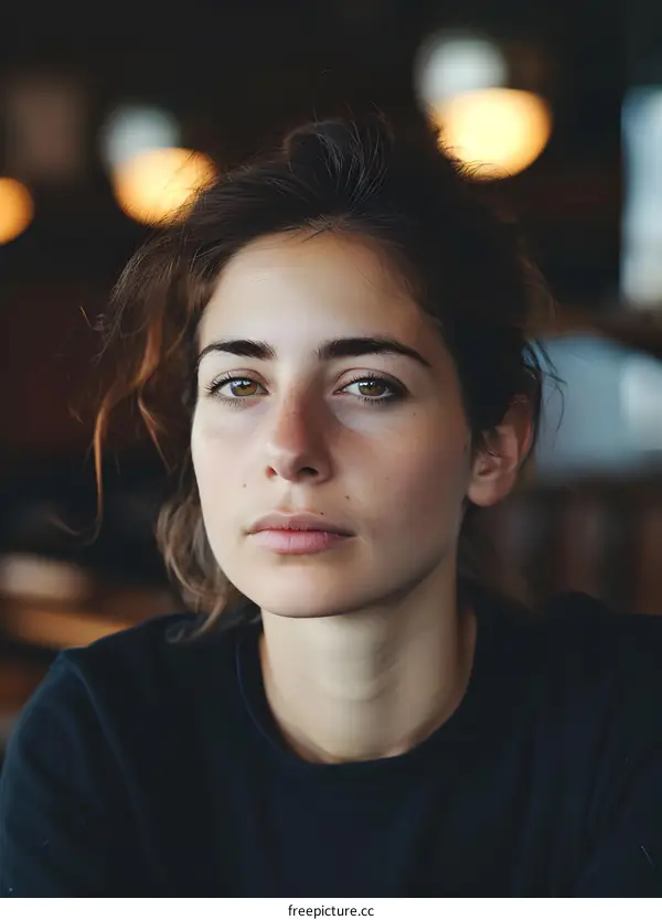 Portrait of a Young Woman with Brown Hair and Eyes