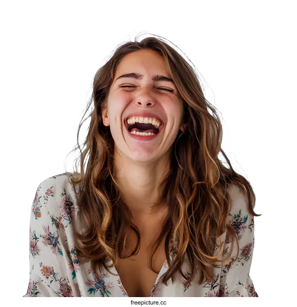 [Transparent Background PNG]Portrait of a Young Woman Laughing