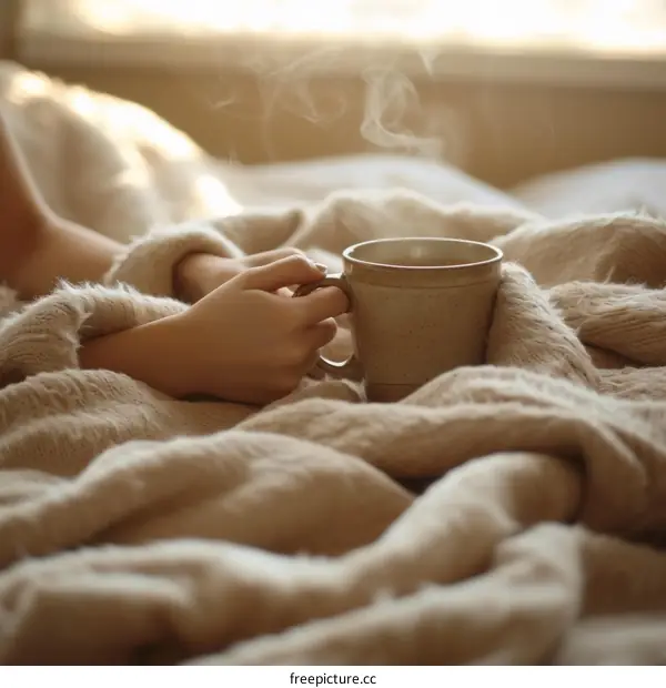 A cozy morning at home with a cup of coffee
