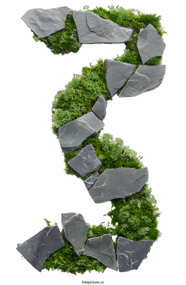 [Transparent Background PNG]Green Moss And Stone Letter S