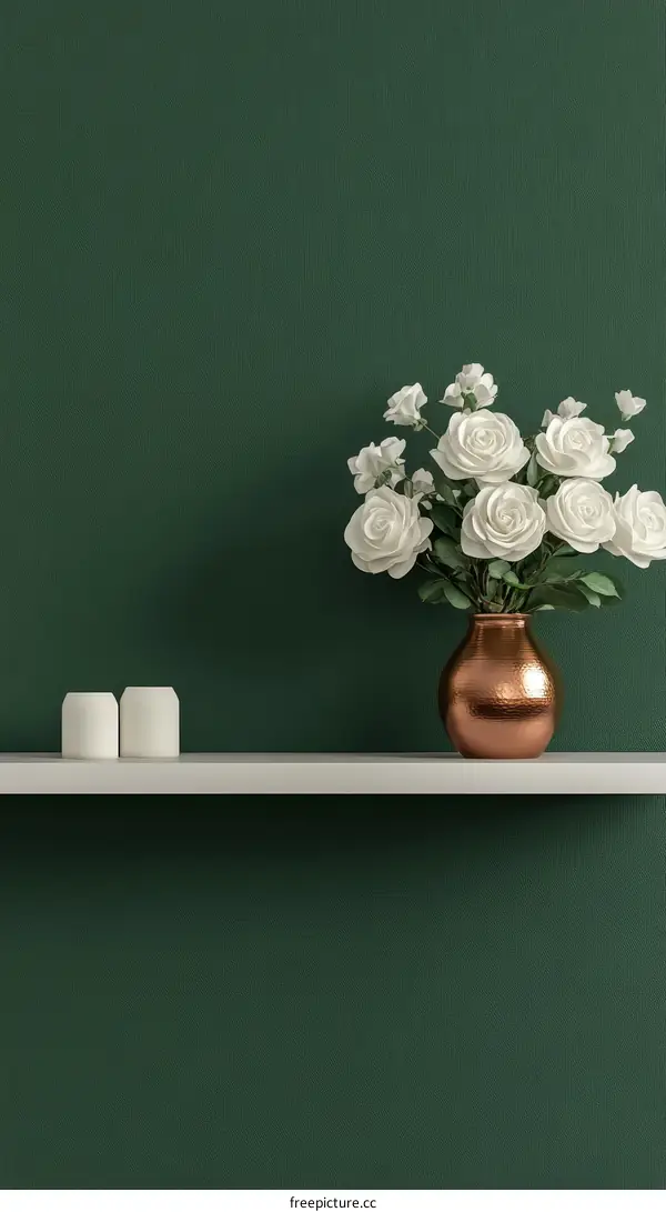 Elegant Green Wall Decor with White Flowers