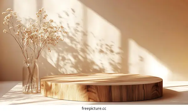 Beige Aesthetic Wooden Display Podium