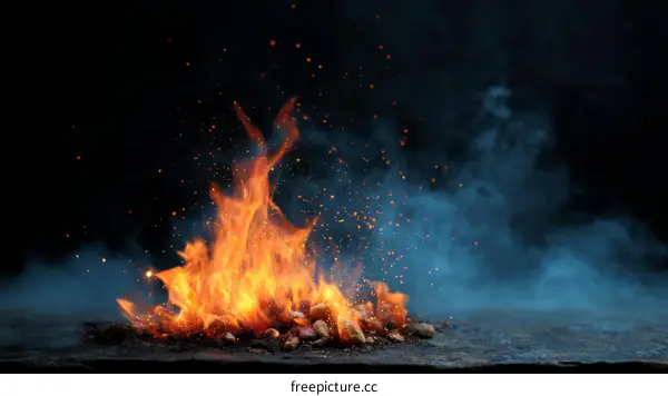 Fiery Flames Against a Dark Background