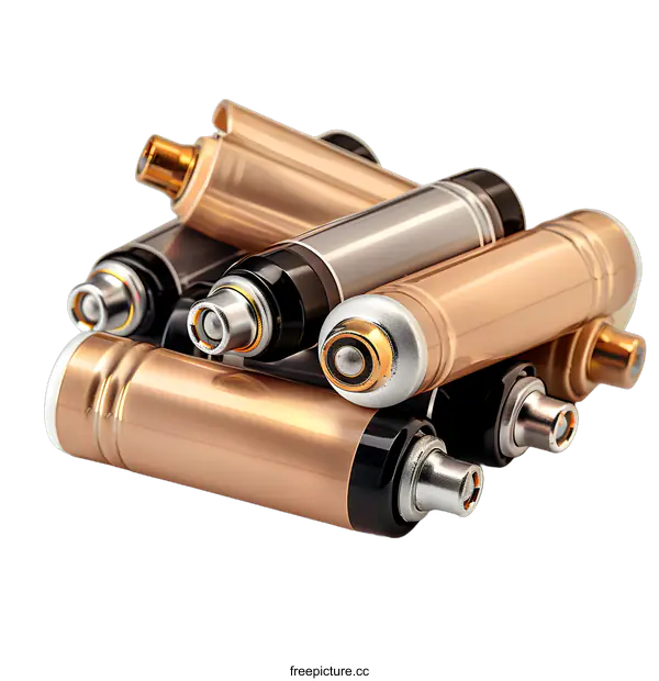 [Transparent Background PNG]Pile of AA Batteries on White Background
