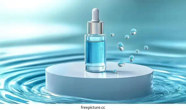 Modern Cosmetic Dropper Bottle Display on Water