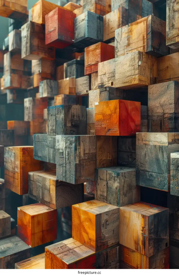 Colorful wooden blocks stacked together