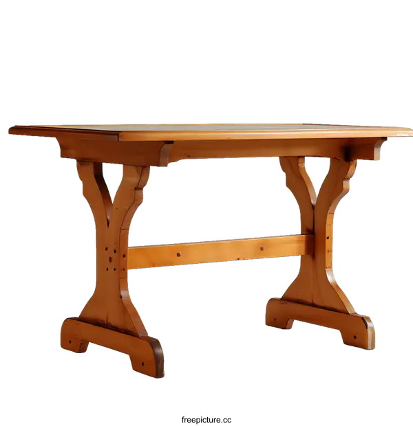 [Transparent Background PNG]Wooden Table with Carved Legs