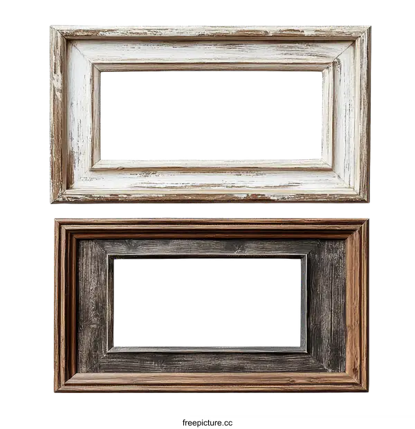[Transparent Background PNG]Vintage Wooden Picture Frames Set