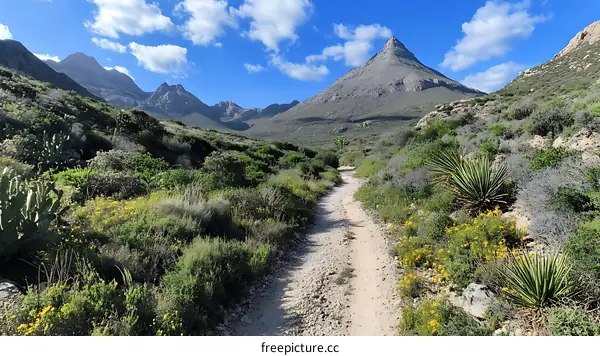 Mountain Path Through Lush Vegetation