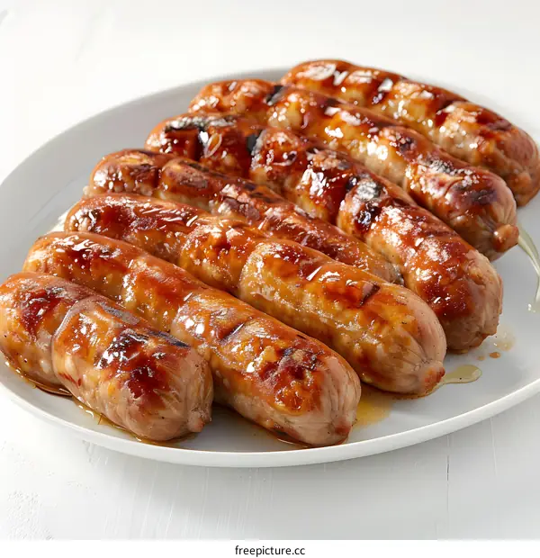 sausages on a white plate