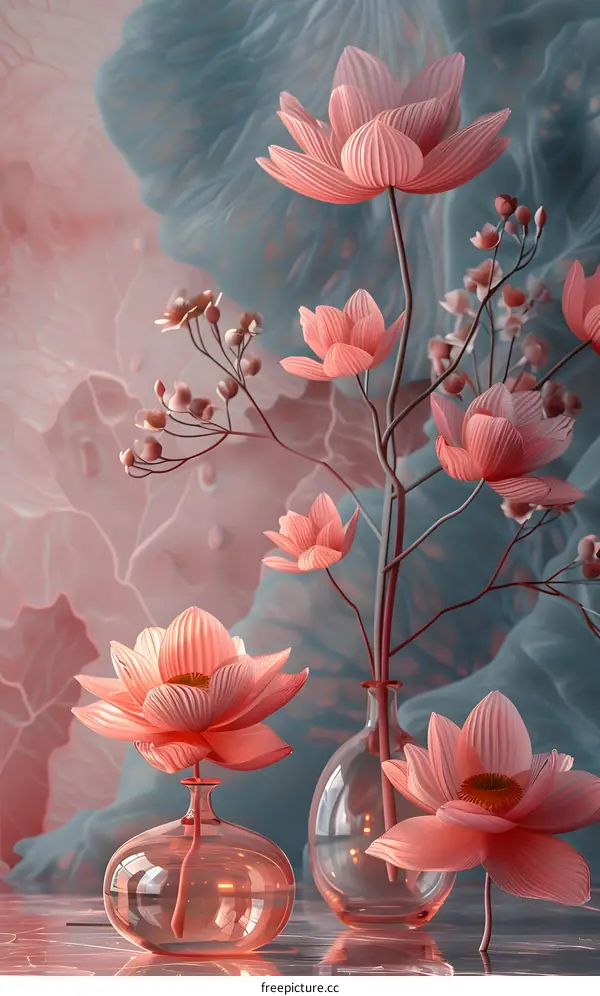 Pink flowers in a glass vase
