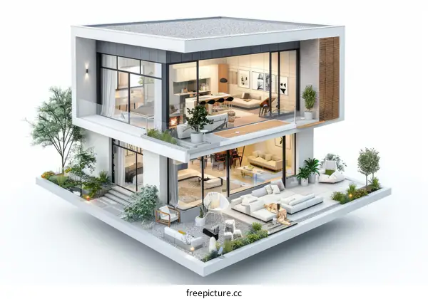 Modern house exterior and interior design