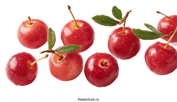 [Transparent Background PNG]Fresh Red Cherries with Dew Drops
