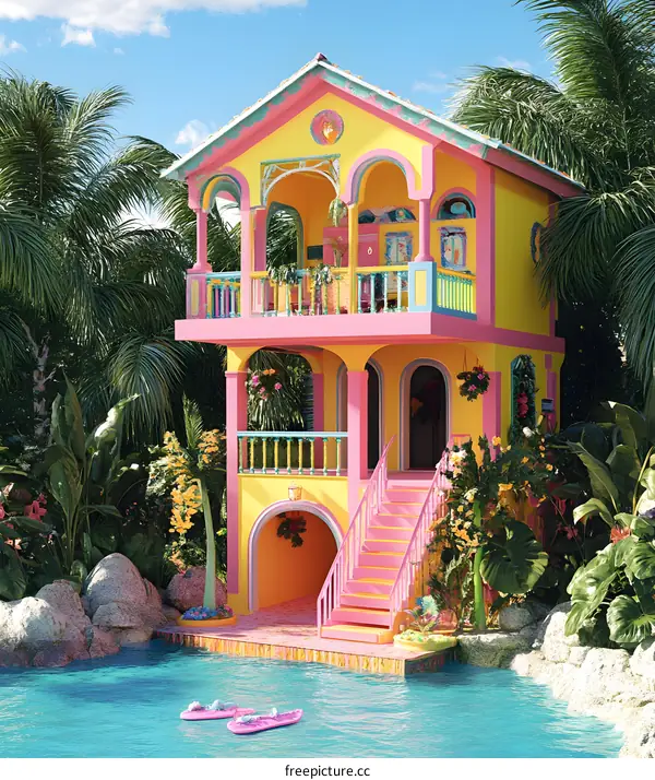 Colorful House In Tropical Paradise