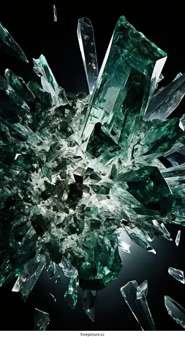 Green crystal shards exploding