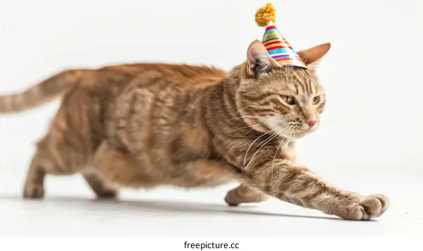 Cat wearing a birthday hat