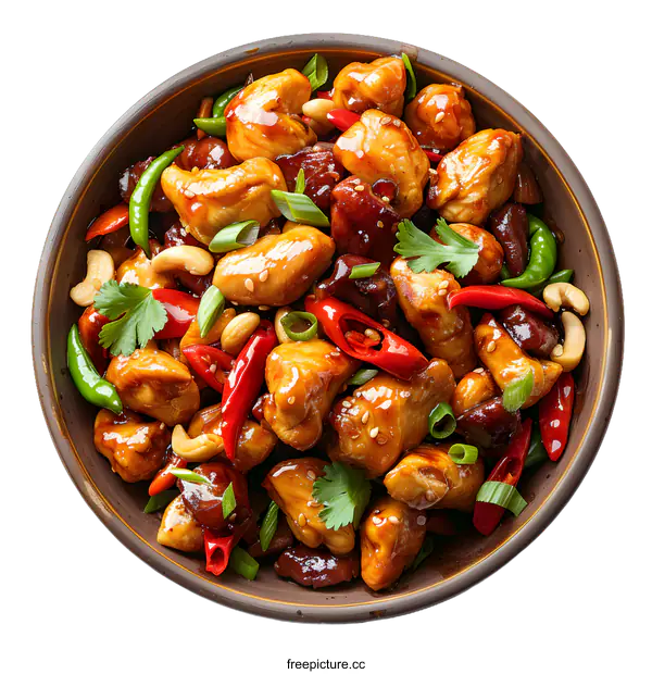 [Transparent Background PNG]Chicken Cashew Stir Fry Dish