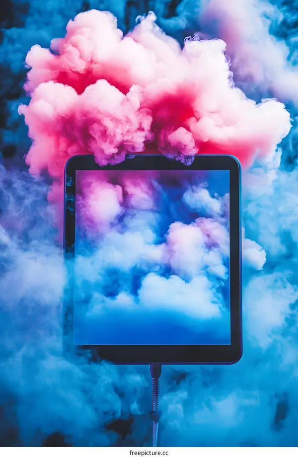 Abstract Technology Background with Colorful Smoke