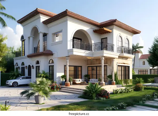 A magnificent two-storey Mediterranean villa with a pool