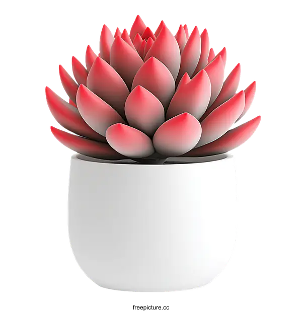 [Transparent Background PNG]Red Succulent Plant in White Pot