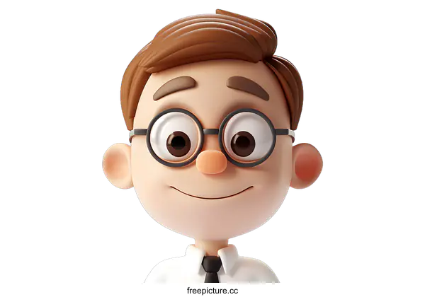 [Transparent Background PNG]3D illustration of a man with glasses