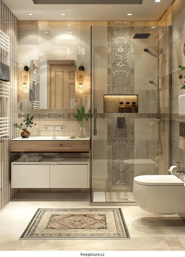 Modern Beige Bathroom Interior Design