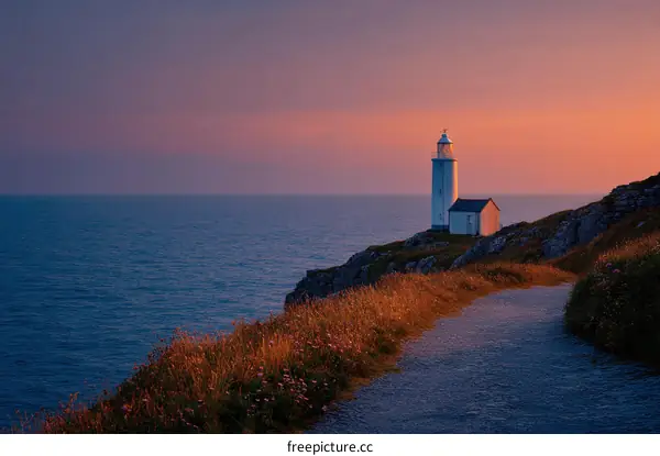 Coastal Lighthouse at Sunset