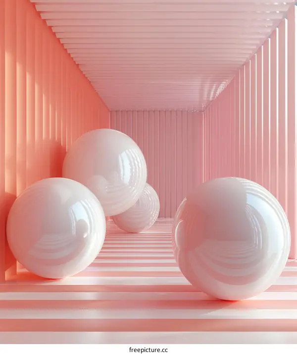 Pink and White Striped Room with Spheres