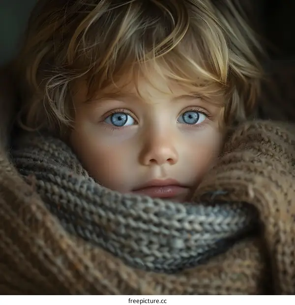 Portrait of a beautiful child with blue eyes