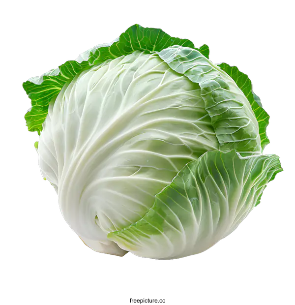 [Transparent Background PNG]Fresh green cabbage isolated on white background