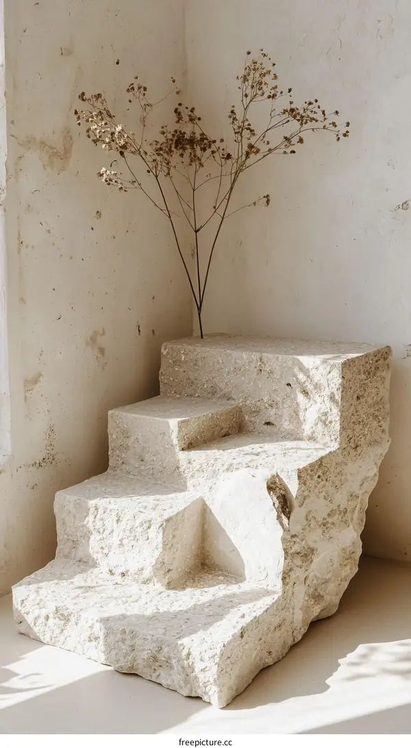 Modern Stone Steps Sculpture Display