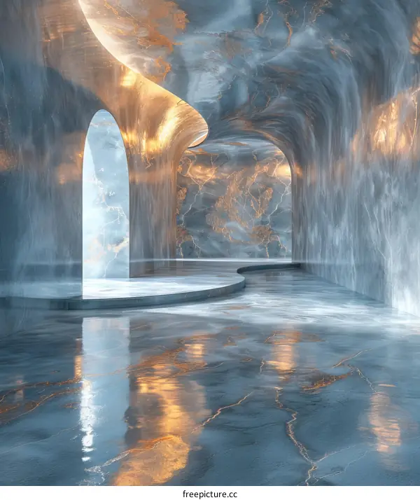 futuristic empty marble room