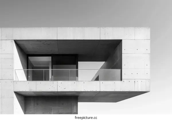 Balcony of a Brutalist Concrete Building