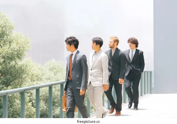 Businessmen Walking Outdoor in a Modern City