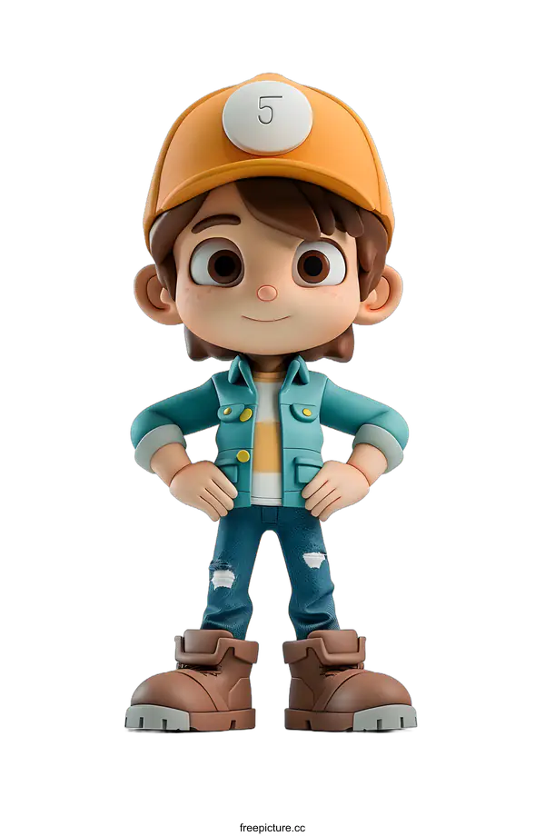 [Transparent Background PNG]Confident Cartoon Boy Ready for Action