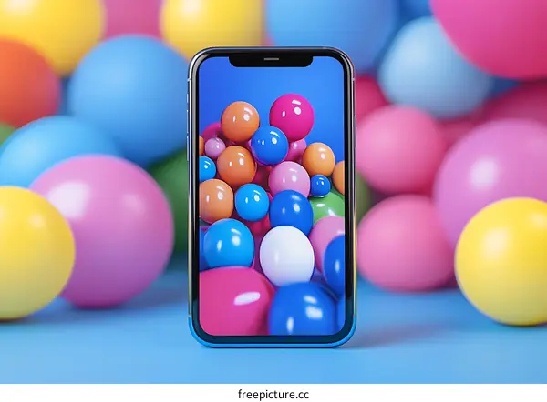 Colorful Balls On Smartphone Screen