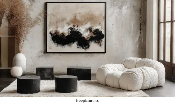 Modern Minimalist Interior Design with Abstract Art