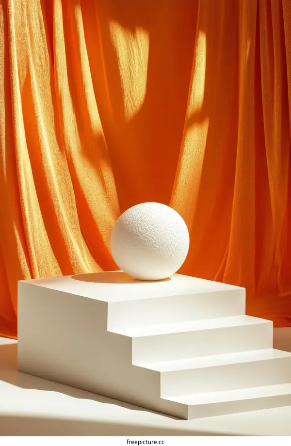 White Sphere on a Multi-Tiered Display Stand