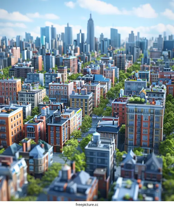 Cityscape Aerial View Illustration