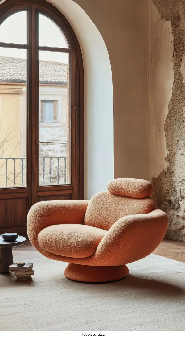 Modern Living Room with Orange Armchair