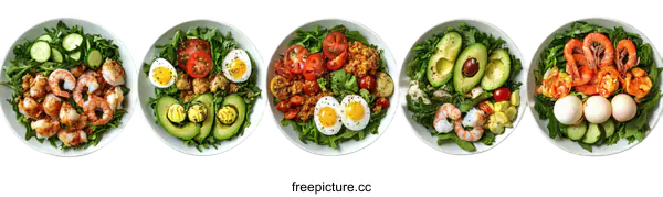 [Transparent Background PNG]Delicious Healthy Food Bowls with Variety of Ingredients
