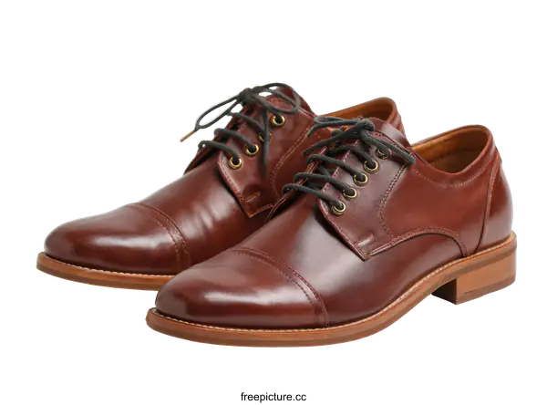 [Transparent Background PNG]Pair of Classic Brown Leather Dress Shoes