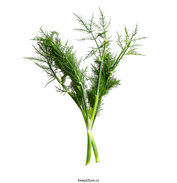 [Transparent Background PNG]Fresh Green Fennel Sprigs On White Background