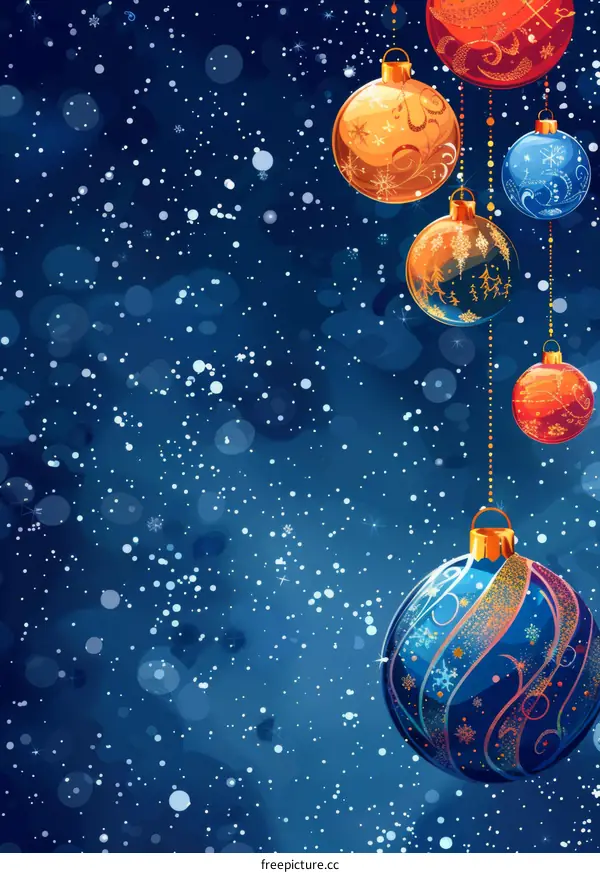 Christmas Decorations in Blue, Red and Gold