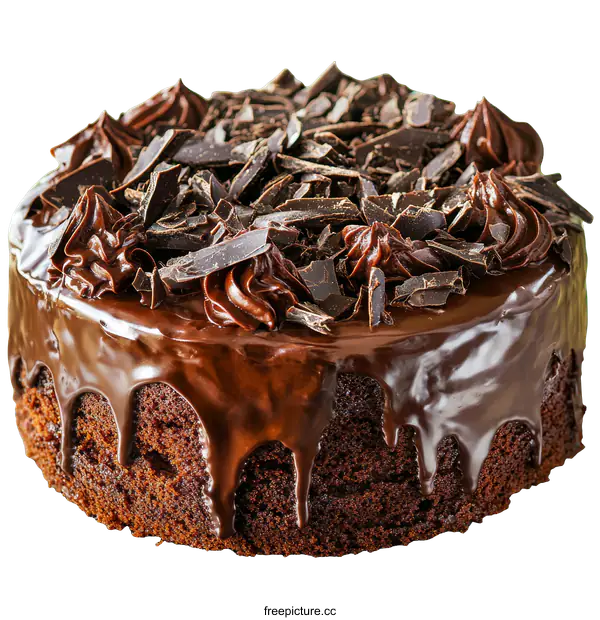 [Transparent Background PNG]Delicious Chocolate Cake with Drizzled Chocolate Glaze